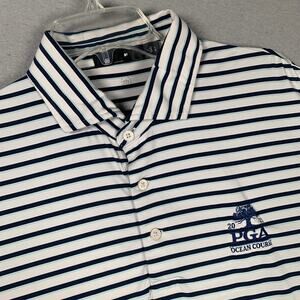 RLX Ralph Lauren Golf Polo Shirt Men Large Striped PGA Ocean Course 2021